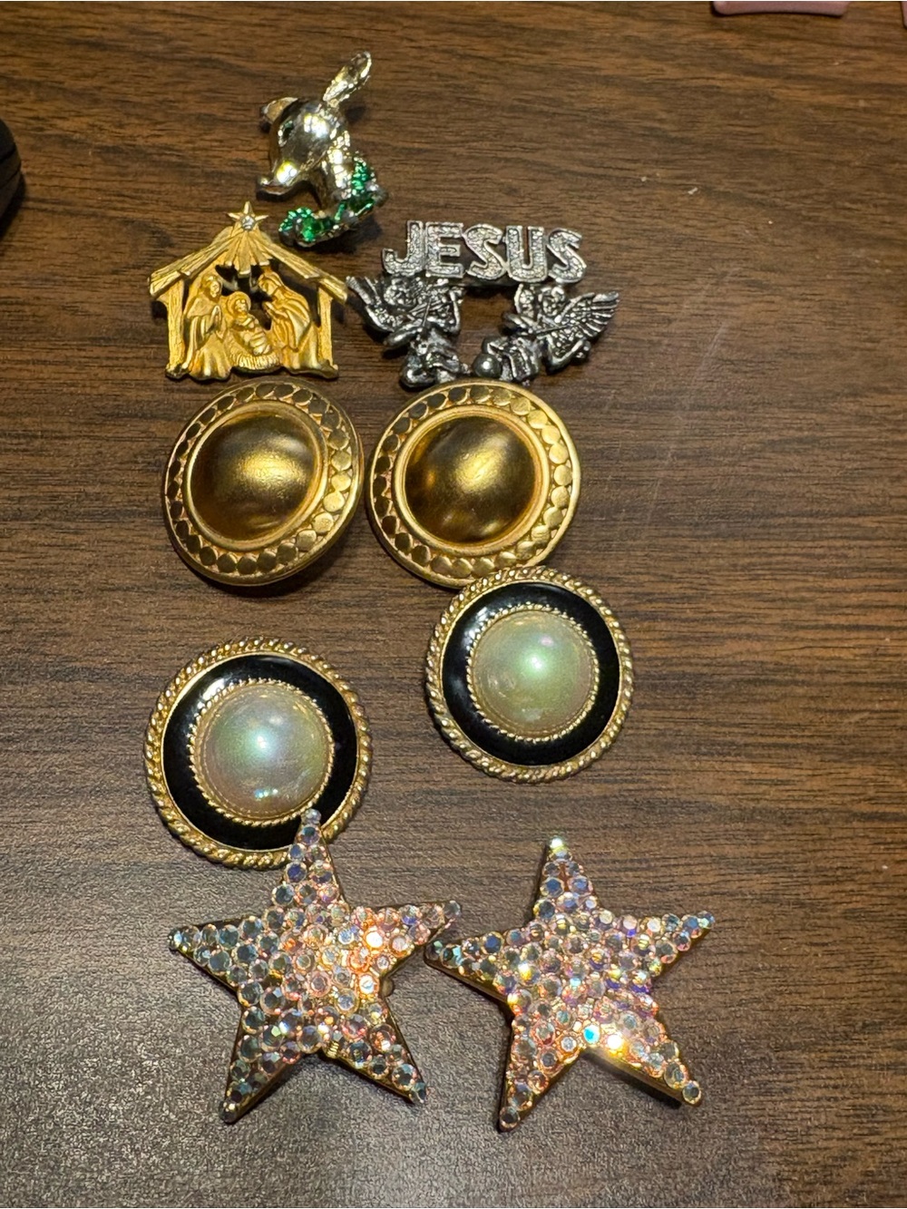Assorted Women's Decorative Earrings Set in Gold and Iridescent Tones